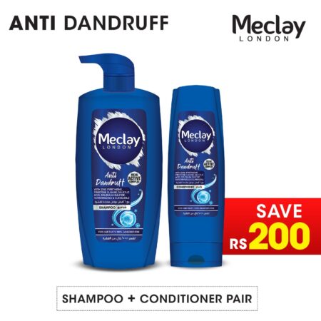 Meclay London Anti Dandruff Shampoo Blue 660ml + Conditioner Blue 180ml Pair Box