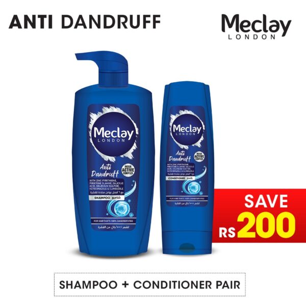 Meclay London Anti Dandruff Shampoo Blue 660ml + Conditioner Blue 180ml Pair Box