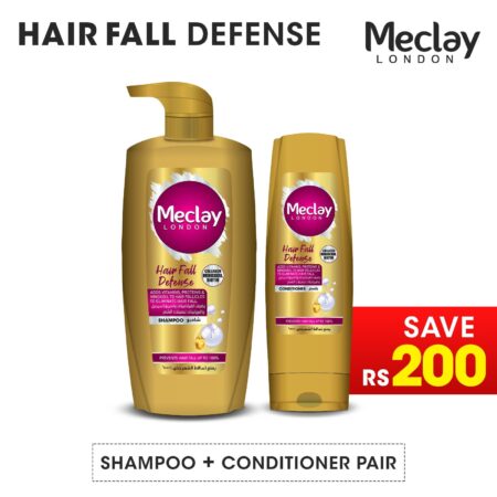 Meclay London Hair Fall Defense Shampoo Golden 660ml + Conditioner Golden 180ml Pair Box