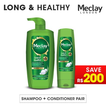Meclay London Long & Healthy Shampoo Green 660ml + Conditioner Green 180ml Pair Box