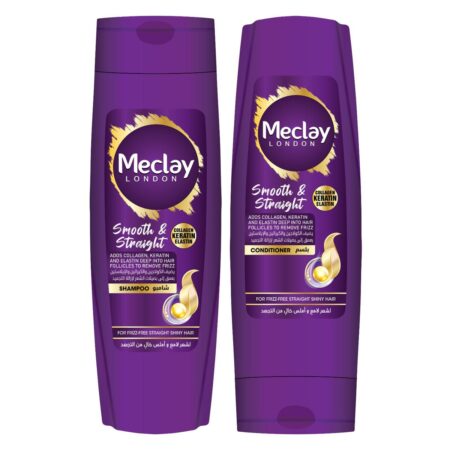 Meclay London Smooth & Straight Shampoo Purple 185ml + Conditioner Purple 180ml Pair Box