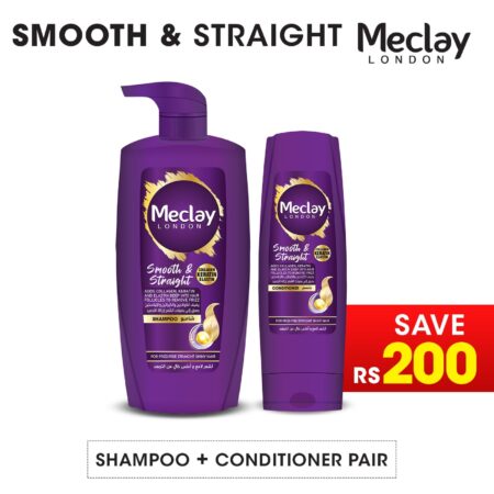 Meclay London Smooth & Straight Shampoo Purple 660ml + Conditioner Purple 180ml Pair Box