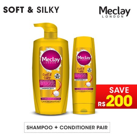 Meclay London Soft & Silky Shampoo Yellow 660ml + Conditioner Yellow 180ml Pair Box