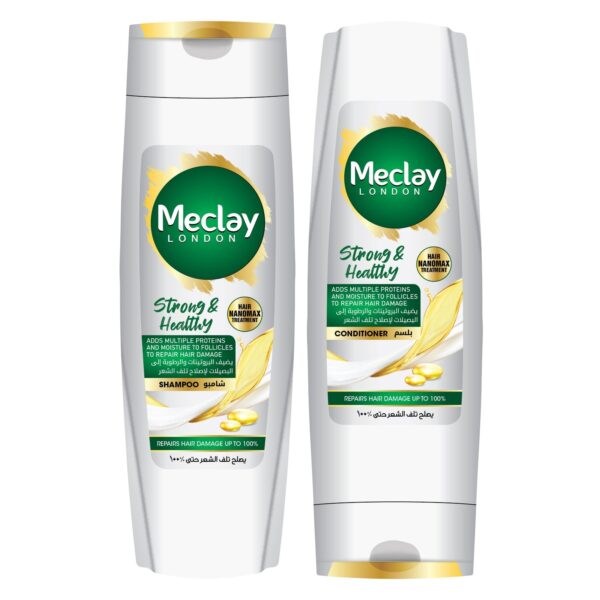 Meclay London Strong & Healthy Shampoo White 185ml + Conditioner White 180ml Pair Box