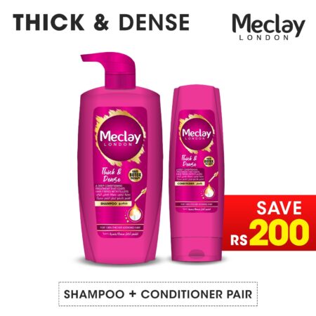 Meclay London Thick & Dense Shampoo Pink 660ml + Conditioner Pink 180ml Pair Box