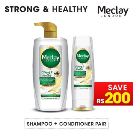 Meclay London Strong & Healthy Shampoo White 660ml + Conditioner White 180ml Pair Box